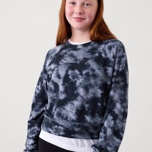 Athleta Girl All Day Crewneck Sweatshirt Black and Gray Tie-Dye Sweatshirt